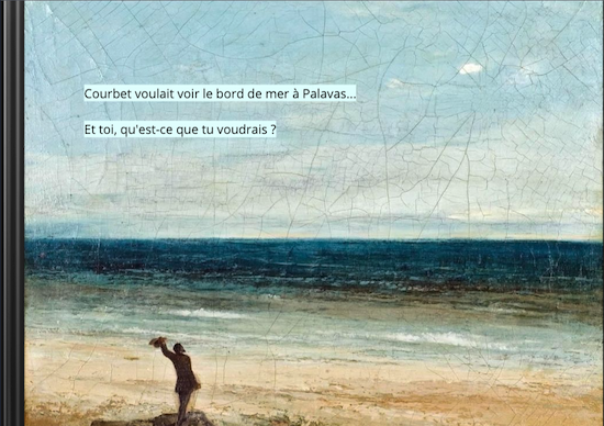 Couverture du livre numérique créé par la classe "Courbet voulait voir le bord de mer à Palavas... Et toi, qu'est ce que tu voudrais ?